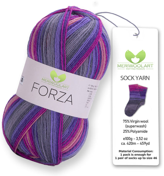 FORZA 2501 Wollsockengarn, 100 g, 420 m