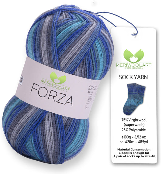 FORZA 2502 Wollsockengarn, 100 g, 420 m