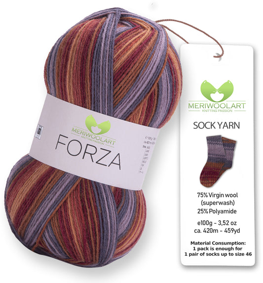 FORZA 2503 Wollsockengarn, 100 g, 420 m