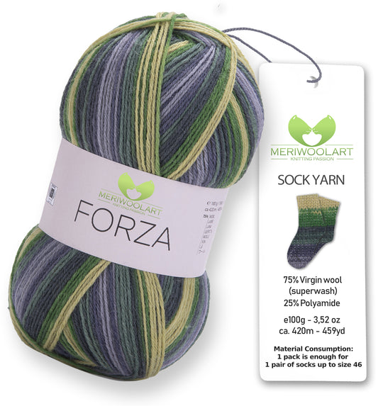 FORZA 2505 Wollsockengarn, 100 g, 420 m