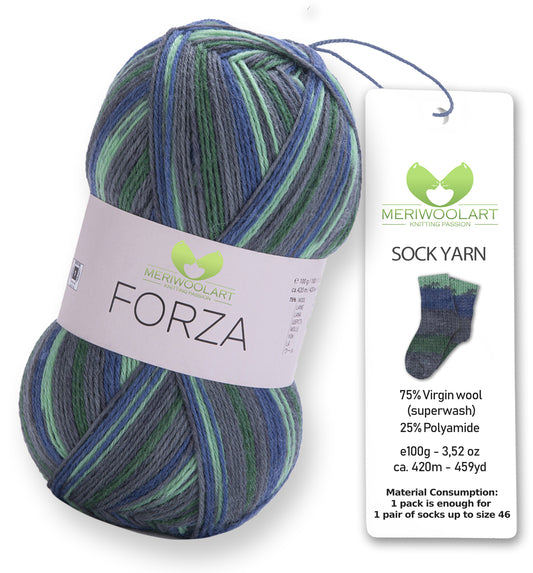 FORZA 2506 Wollsockengarn, 100 g, 420 m
