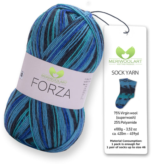 FORZA 2507 Wollsockengarn, 100 g, 420 m