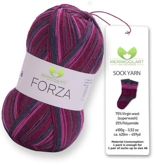 FORZA 2508 Wollsockengarn, 100 g, 420 m