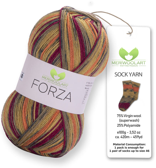FORZA 2509 Wollsockengarn, 100 g, 420 m