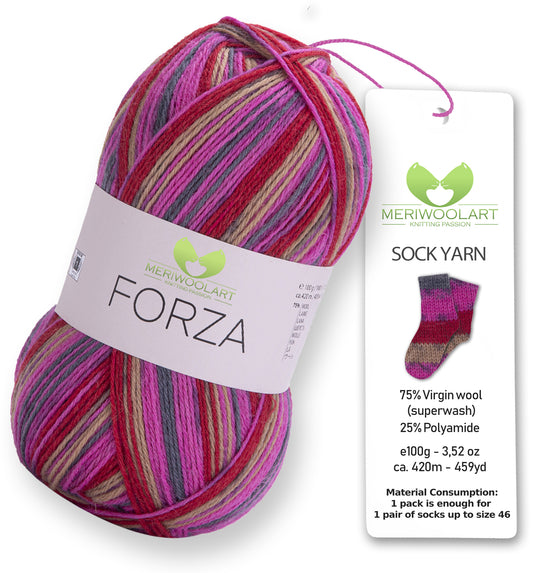 FORZA 2510 Wollsockengarn, 100 g, 420 m
