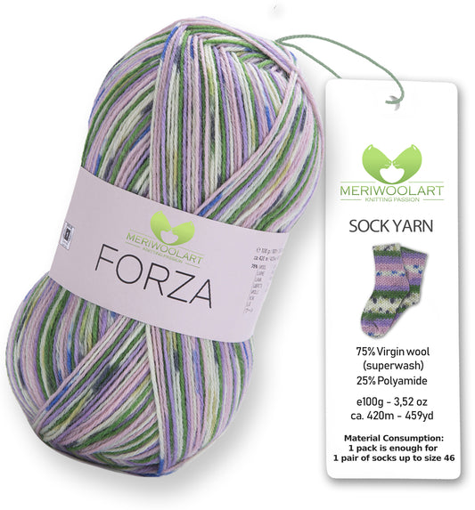 FORZA 2512 Wollsockengarn, 100 g, 420