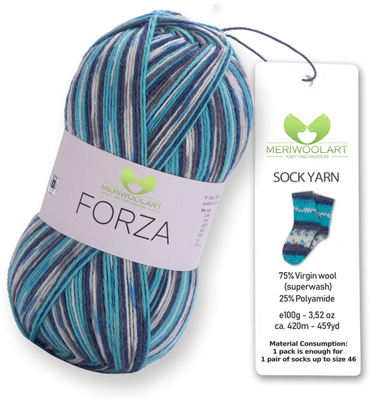 FORZA 2514 Wollsockengarn, 100 g, 420
