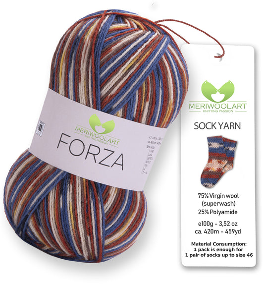 FORZA 2515 Wollsockengarn, 100 g, 420