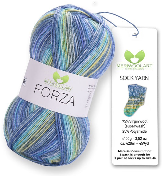 FORZA 2603 Wollsockengarn, 100 g, 420