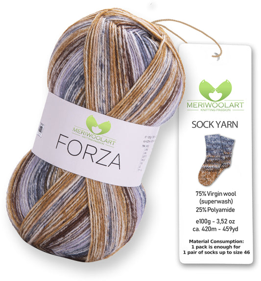 FIL À CHAUSSETTES EN LAINE FORZA 2605 100 g 420