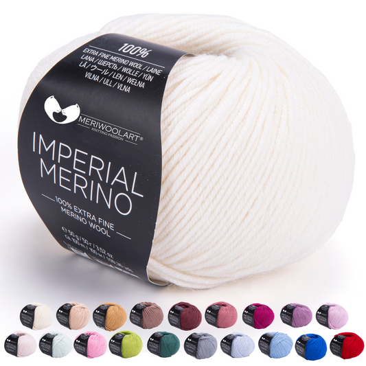 IMPERIAL Weißes Merinowollgarn, 50 g, 125 m