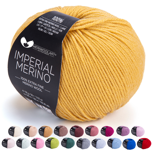 IMPERIAL Helles Senfgelb, Merinowolle, Garn, 50 g, 125 m