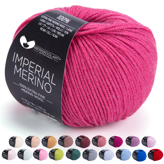 IMPERIAL Pink Fuchsia Merinowolle Garn 50g 125m