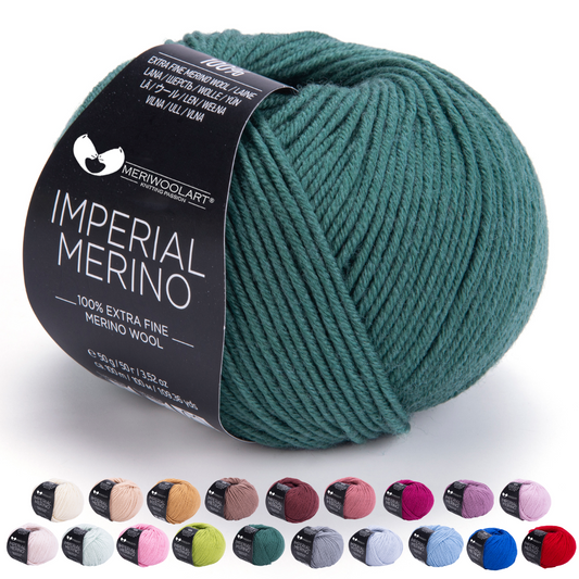 IMPERIAL Dunkelgrüne Merinowolle-Garne, 50 g, 125 m