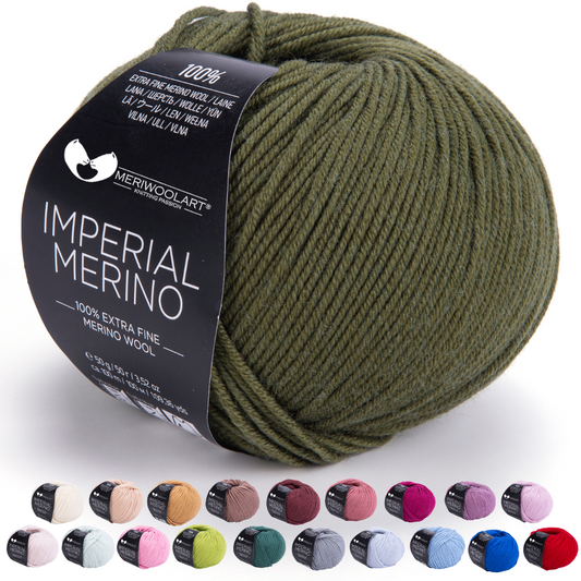 IMPERIAL Khaki Merinowolle Garn 50g 125m