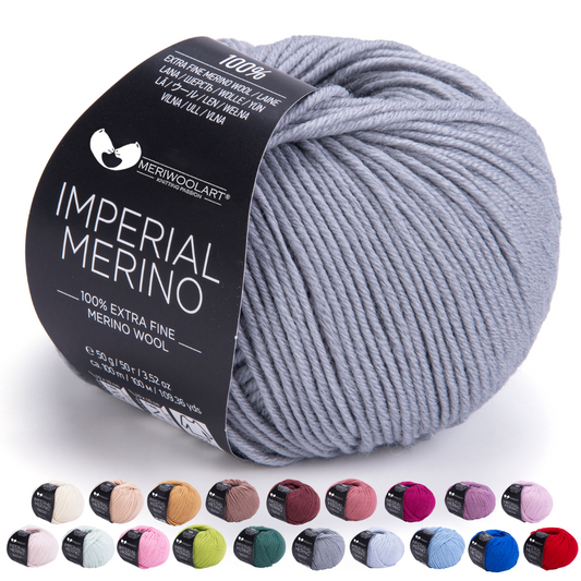IMPERIAL Graue Merinowolle-Garne 50 g 125 m