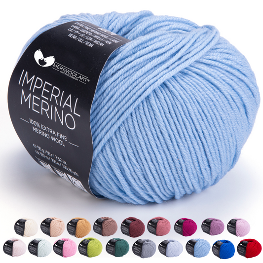 IMPERIAL Hellblaues Merinowollgarn, 50 g, 125 m