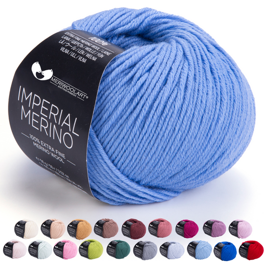 IMPERIAL Blaue Merinowolle-Garne, 50 g, 125 m