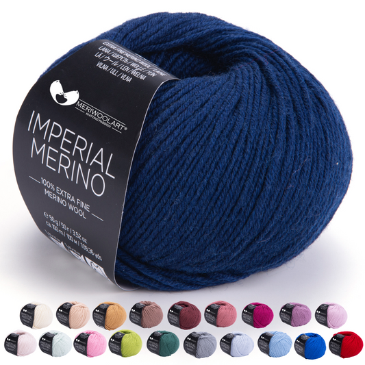 IMPERIAL Marineblaues Merinowollgarn, 50 g, 125 m