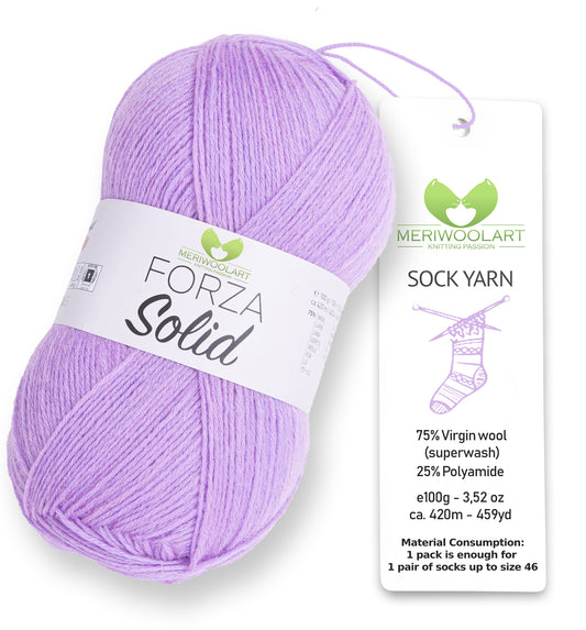 FORZA SOLID PURPLE-4639 Wollsockengarn, 100 g, 420 m