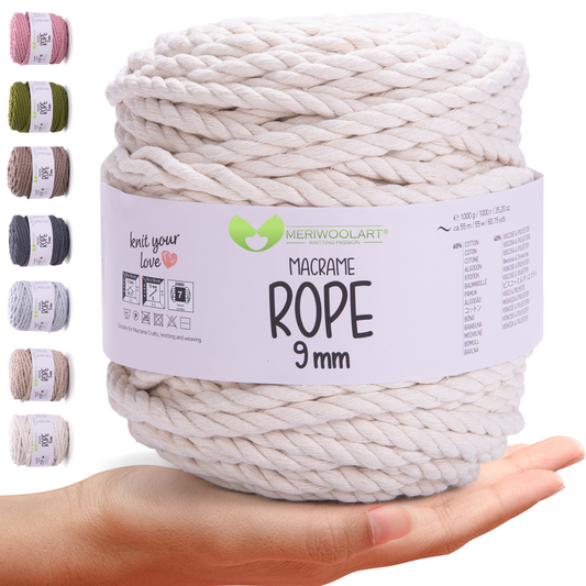 Natürliches Makramee-Seil 9 mm, 55 m