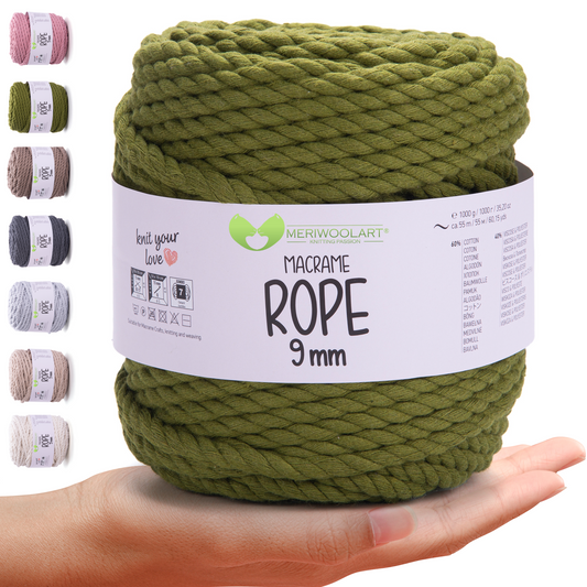 Salbei Makramee-Seil 9 mm, 55 m