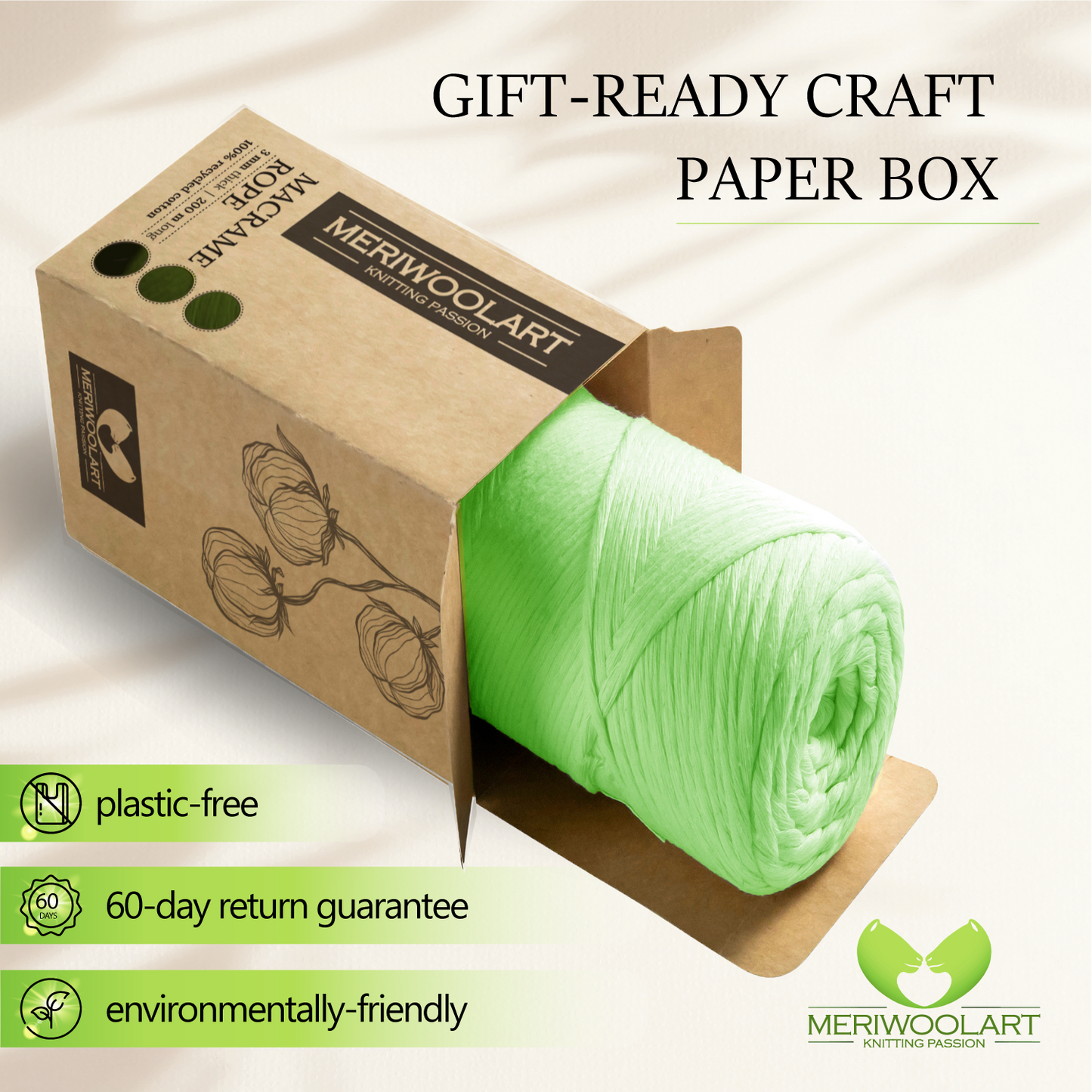 Macramé simple torsadé vert clair 3 mm 200 m
