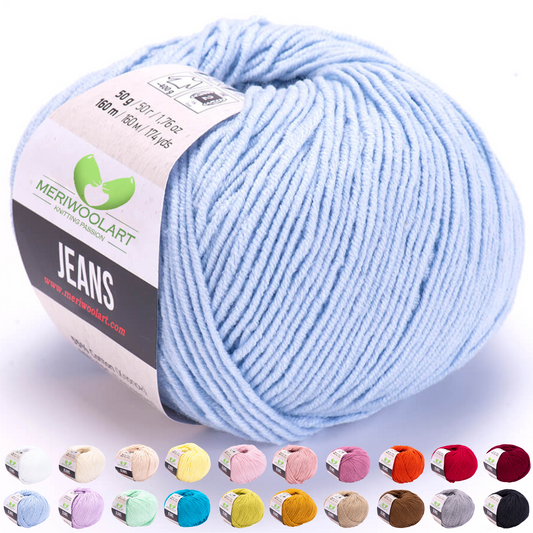 JEANS Babyblaues Baumwollgarn, 50 g, 160 m