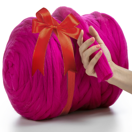 LAINE MÉRINOS SUPER ÉPAISSE ROSE FONCÉ 4-5 CM, 25 MICRONS