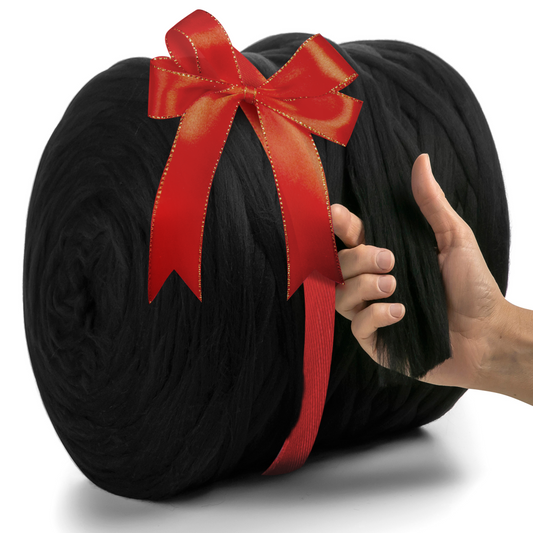 SCHWARZE, GROBE MERINOWOLLE, 2 CM, 23 MIKRON