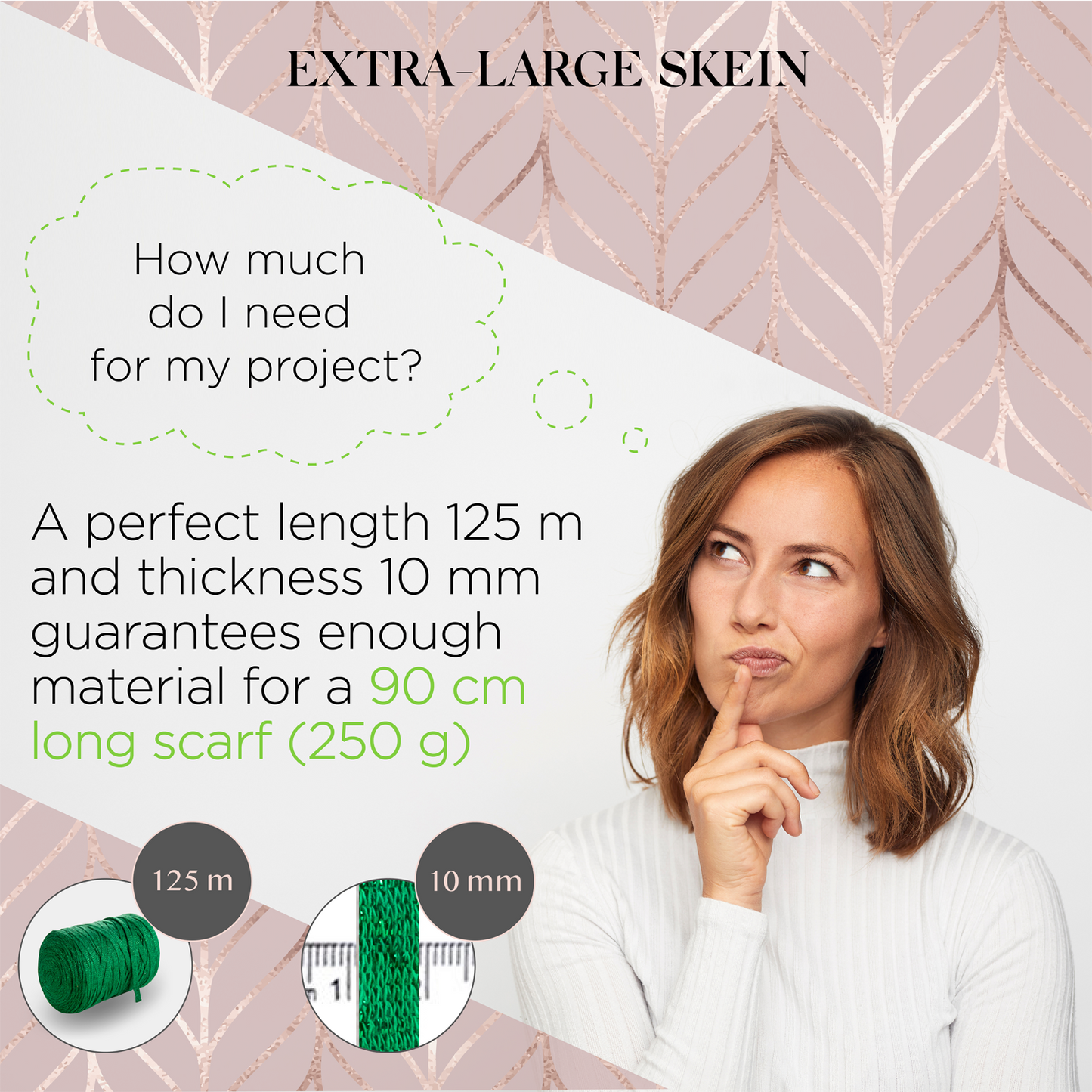Ruban de coton vert Lurex 10 mm 125 m