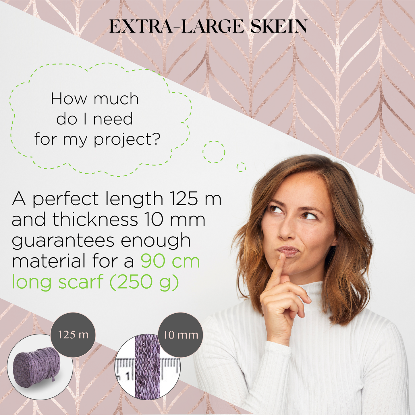 Lavendel Baumwollband Lurex 10mm 125m