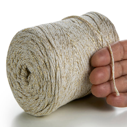 Sand Makramee Baumwolle Lurex 2mm 225m