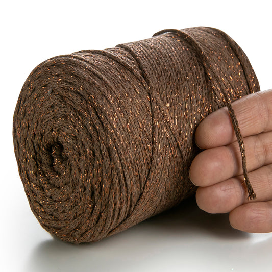 Macramé Coton Lurex Marron Clair 2mm 225m