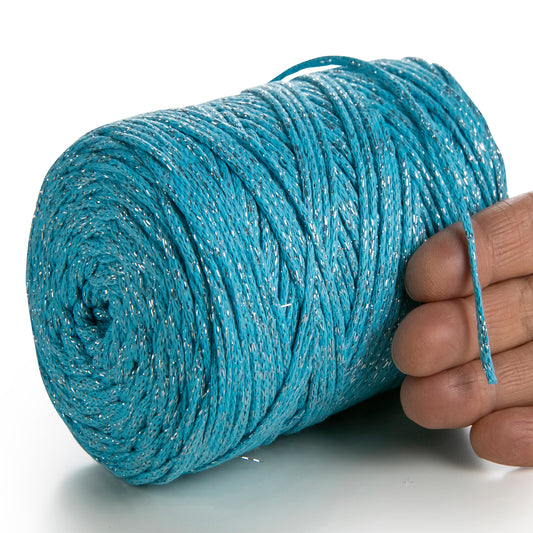 Coton Lurex Macramé Turquoise 2mm 225m