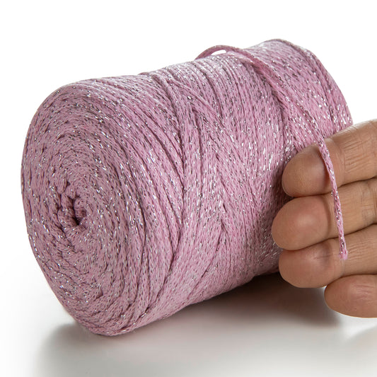 Macramé Coton Lurex Rose 2mm 225m