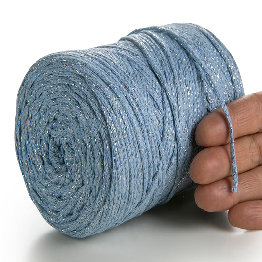 Coton Lurex Macramé Bleu Bébé 2 mm 225 m