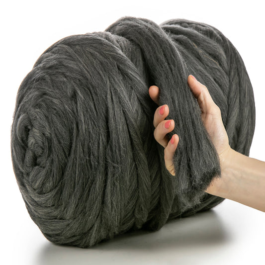LAINE MÉRINOS SUPER ÉPAISSE GRIS FONCÉ MÉLANGE 4-5 CM, 25 MICRONS