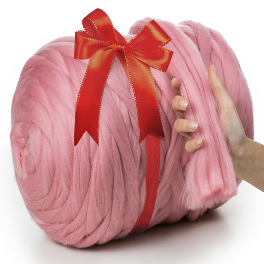 LAINE MÉRINOS SUPER ÉPAISSE ROSE BONBON 4-5 CM, 25 MICRONS