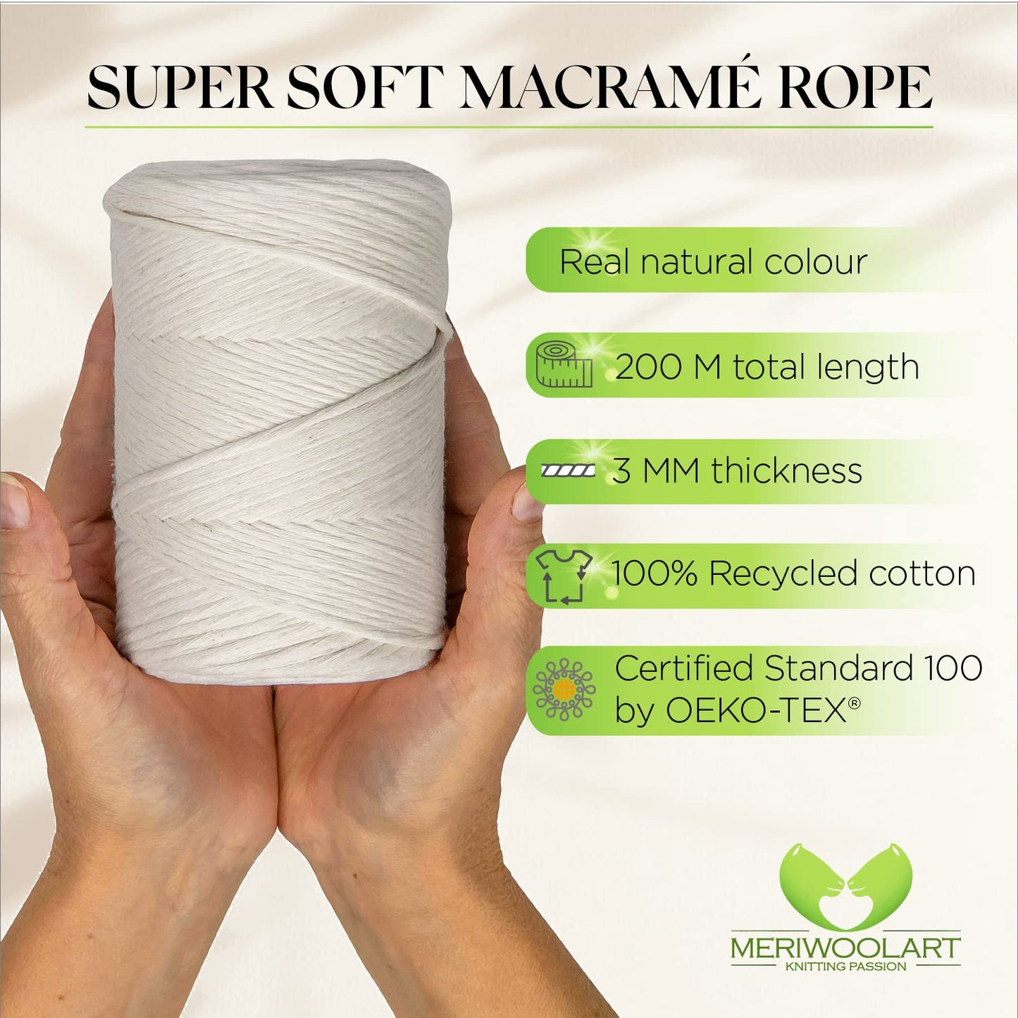 Natural Single Twisted Macramé 3mm 200m