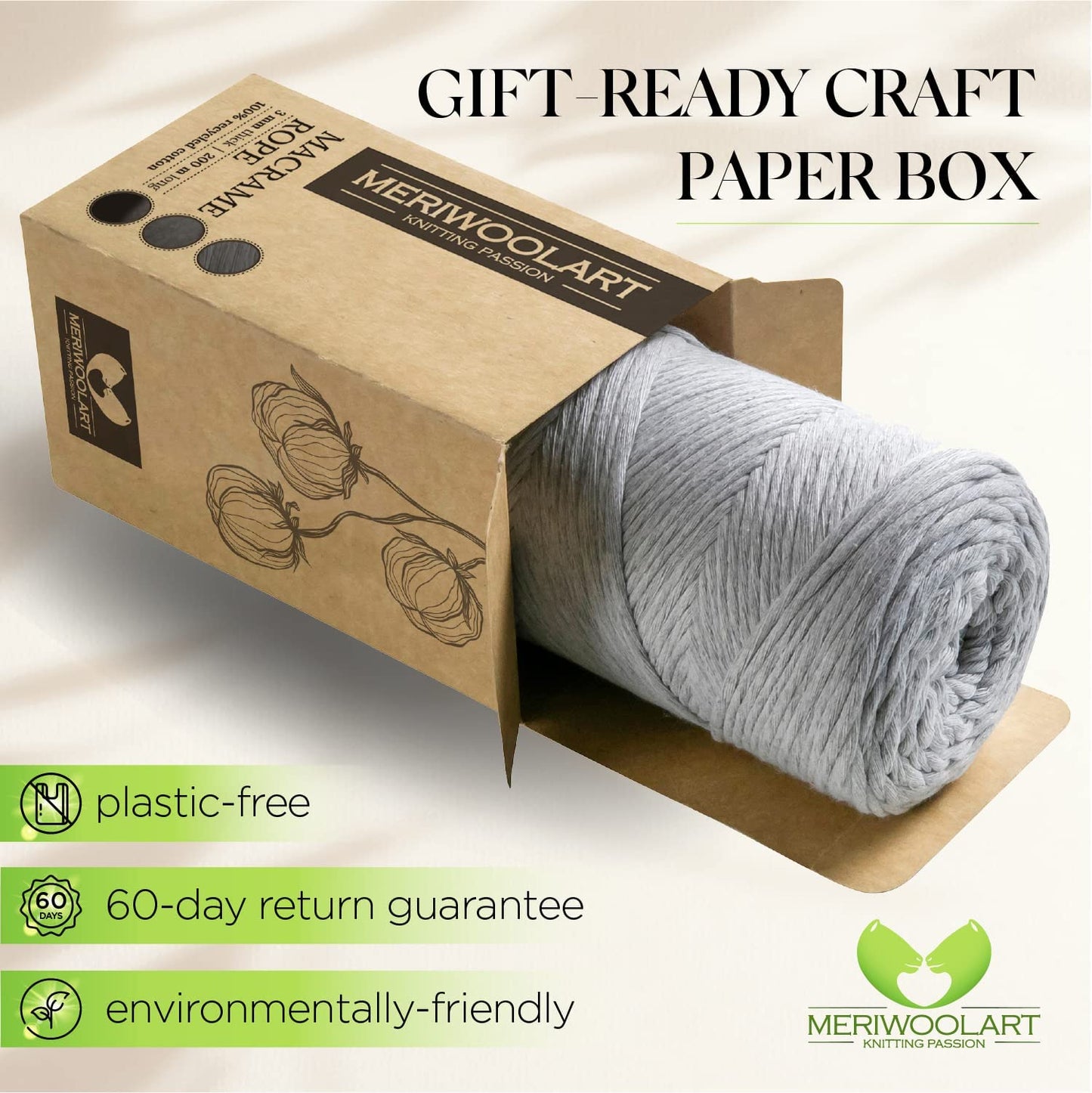 Macramé simple torsadé gris clair 3 mm 200 m