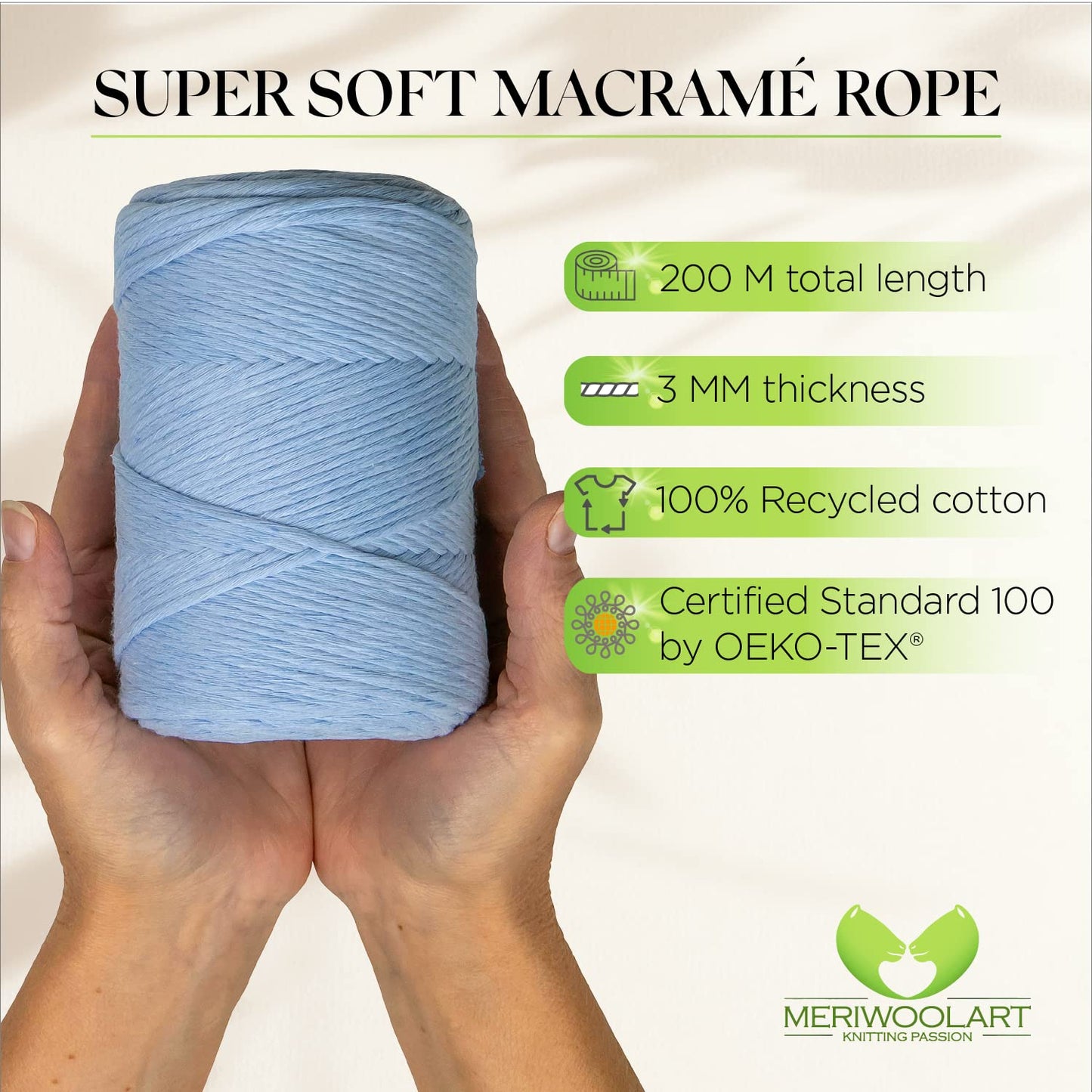 Babyblue Single Twisted Macramé 3mm 200m