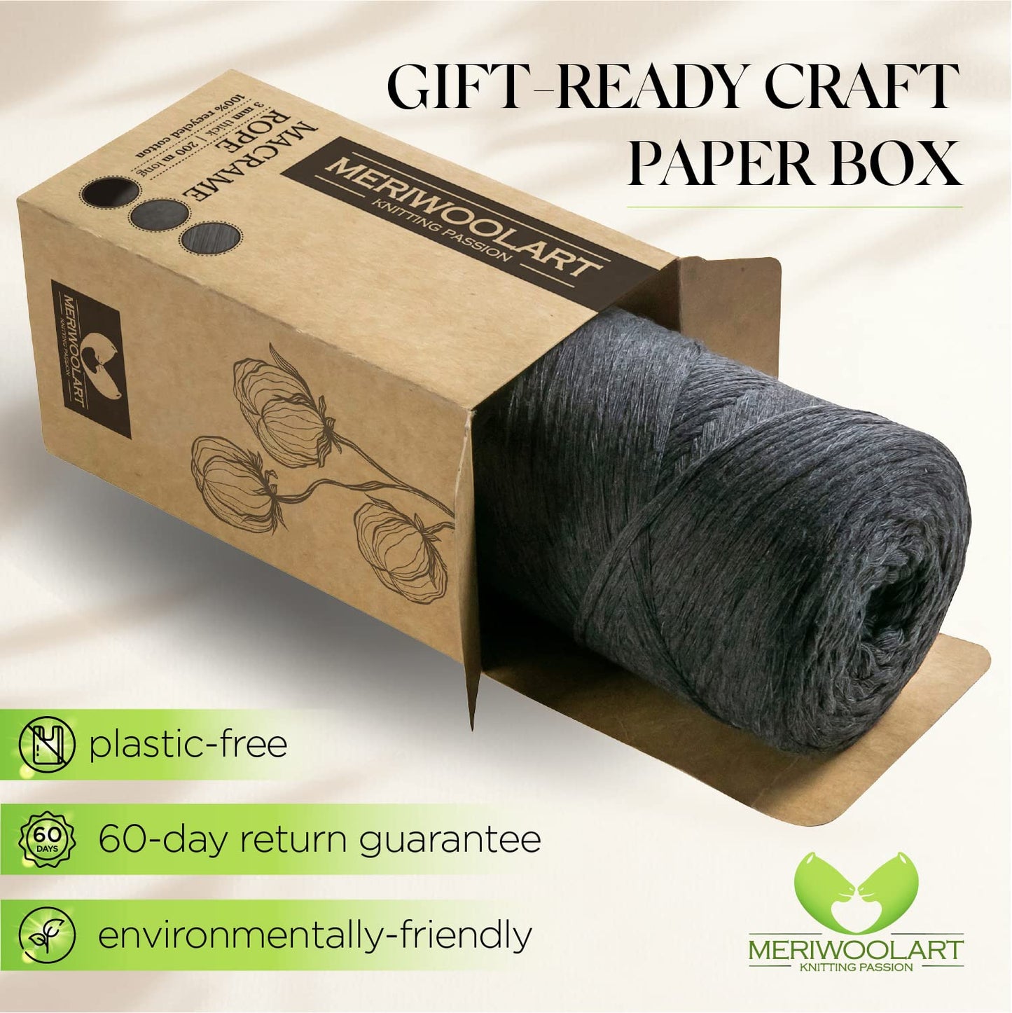 Macramé simple torsadé graphite 3 mm 200 m