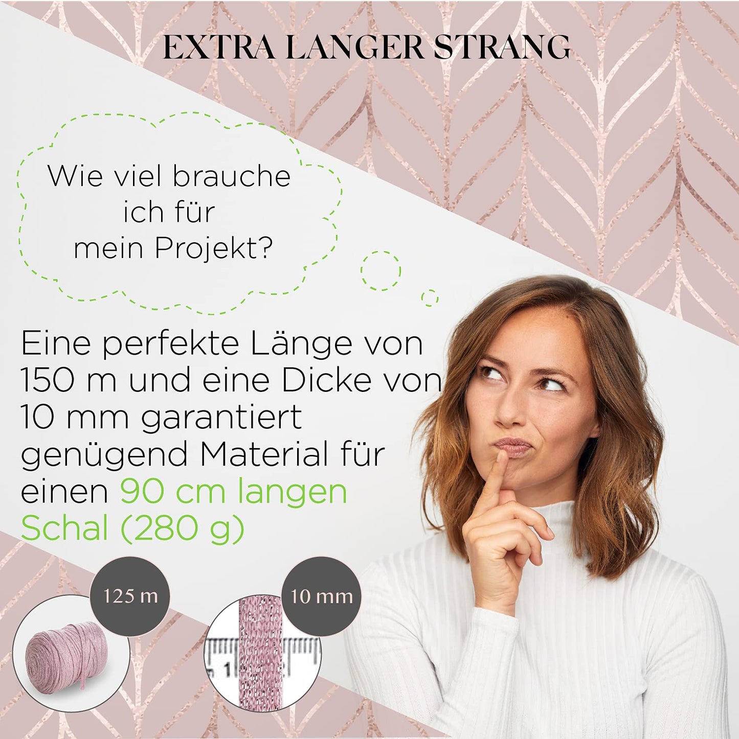 Pink Cotton Ribbon Lurex 10mm 125m