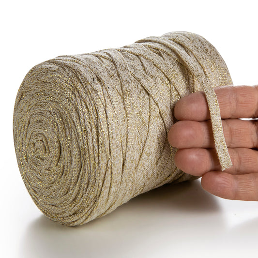 Sandfarbenes Baumwollband Lurex 10mm 125m