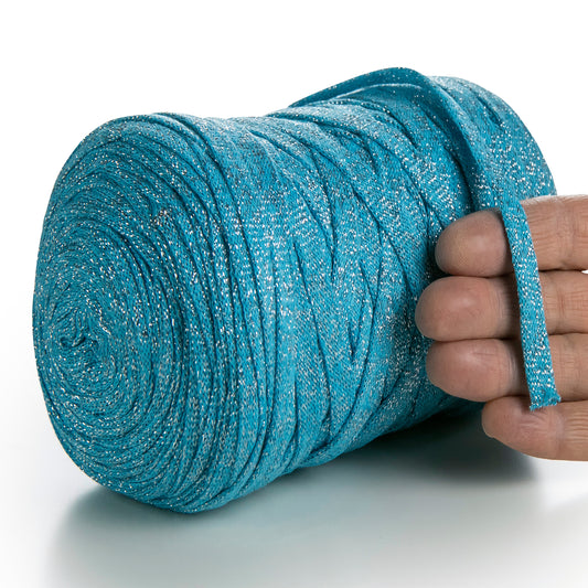 Ruban de coton turquoise Lurex 10 mm 125 m
