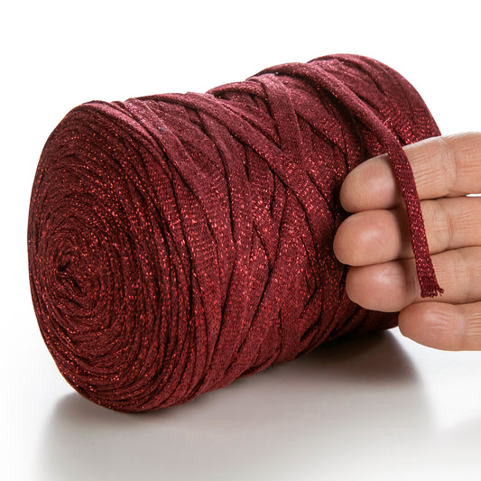 Ruban de coton bordeaux Lurex 10 mm 125 m