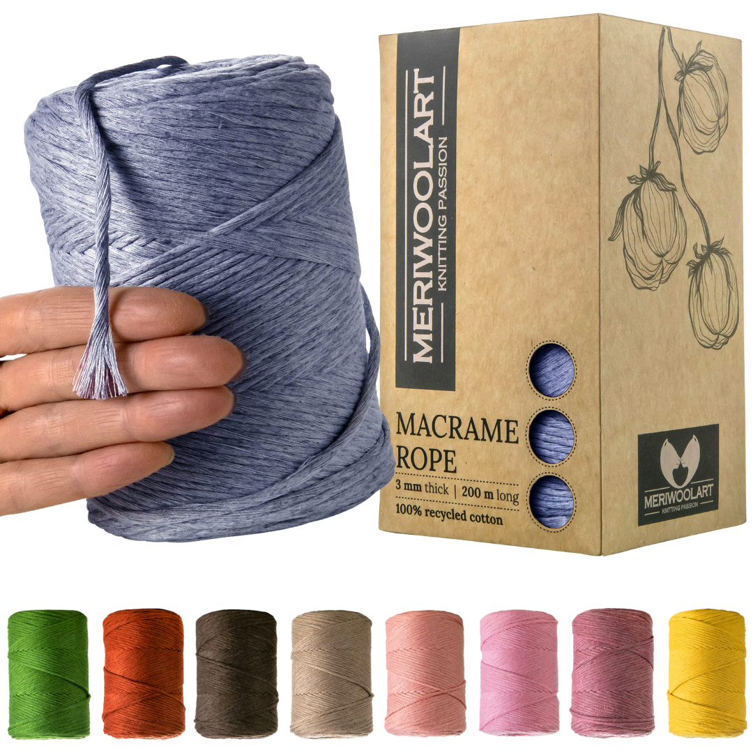 Macramé simple torsadé Jeans 3 mm 200 m