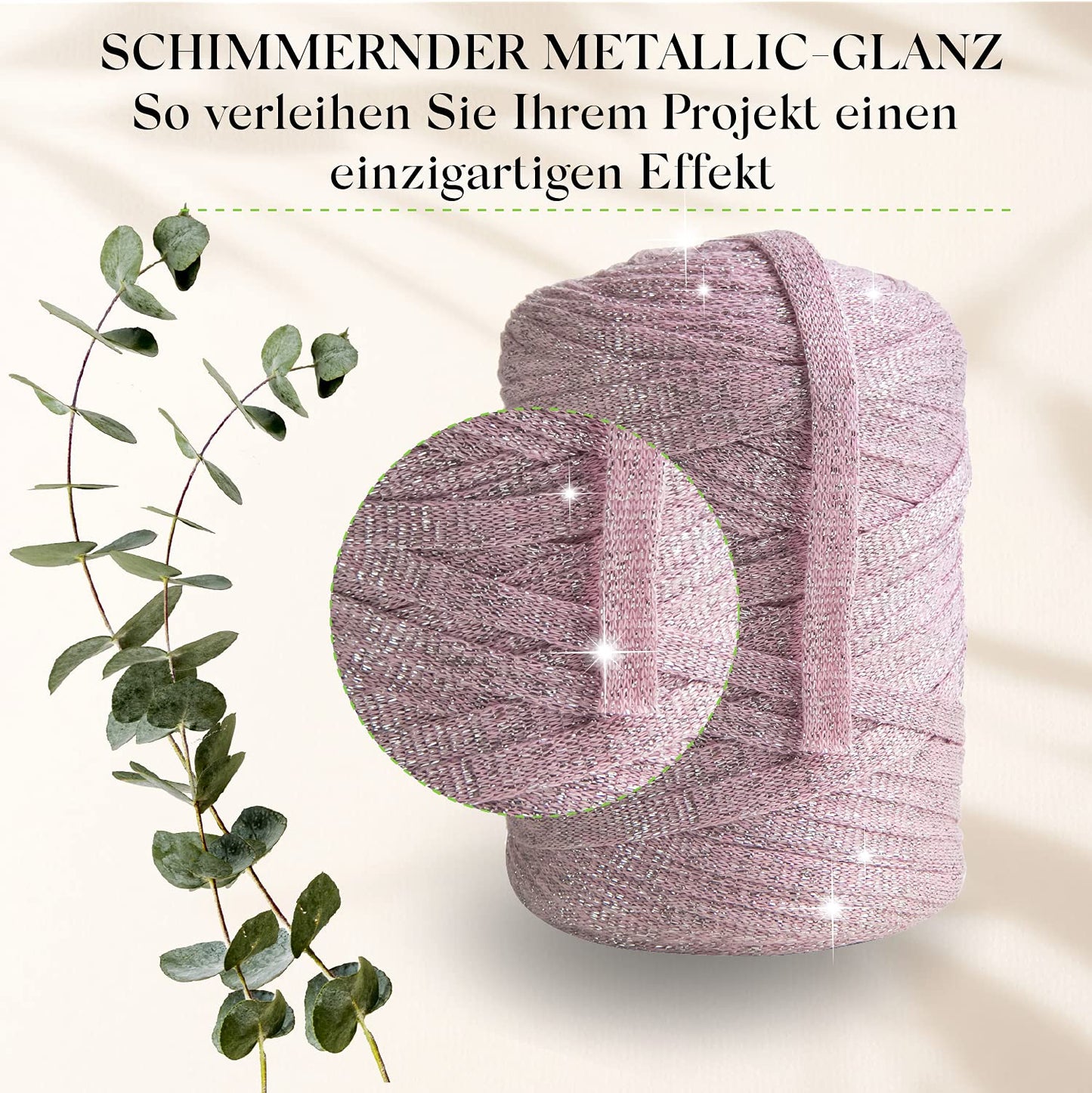 Pink Cotton Ribbon Lurex 10mm 125m