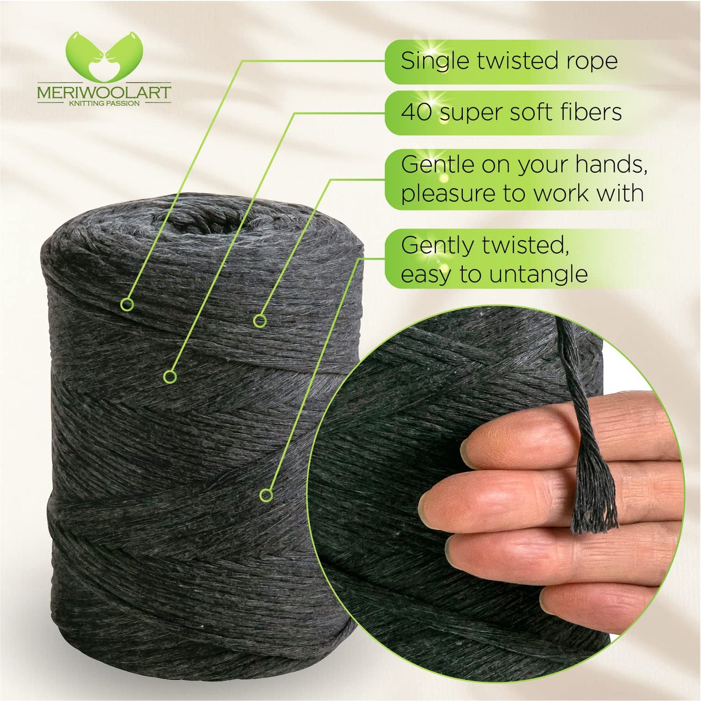 Macramé simple torsadé graphite 3 mm 200 m